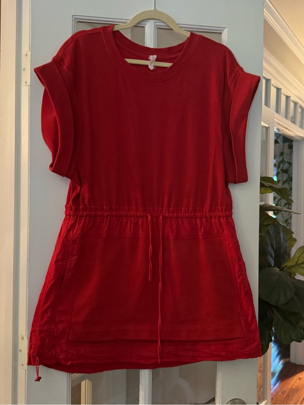 Daily Practice by Anthropology Casual Red Drawstring Waist Dress